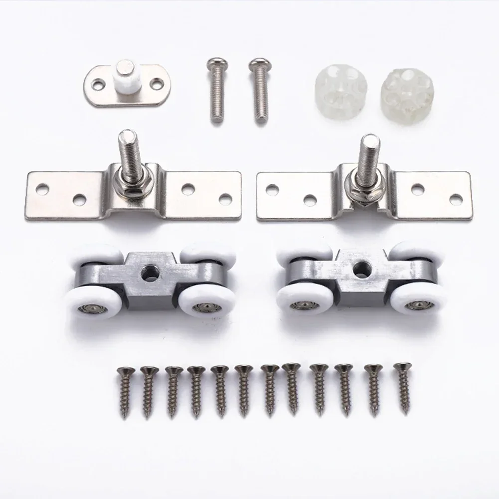 1 Pair Door Pulley Track Rail Hanging Pulley Glass Door Guide Mute Push And Pull Stainless Steel Wheel Sliding Door Pulley