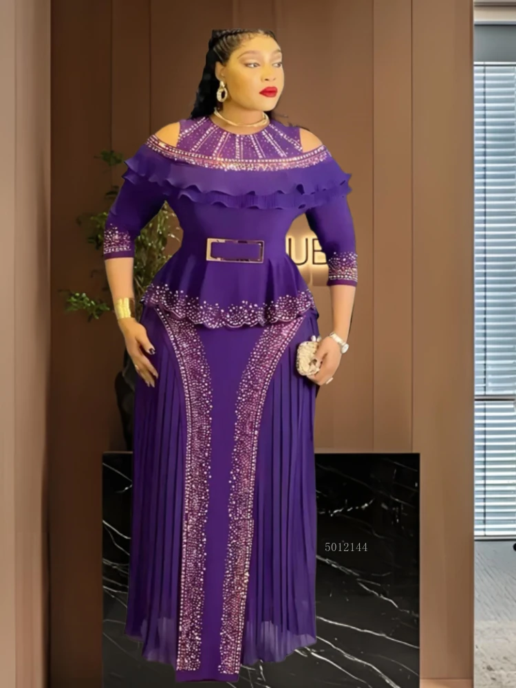 

2026 New Plus Size African Party Dresses for Women Elegant Luxury Ruffle Wedding Evening Gown Dashiki Ankara Turkey Outfit Robe