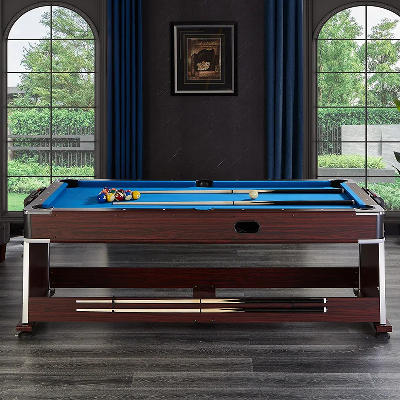 

7-футовый бильярдный стол с вращающейся столешницей, трансформируемый в 4 игровые системы: снукер, настольный теннис, аэрохоккей.