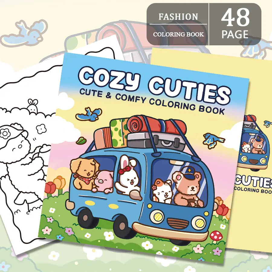 Cozy Cuties Coloring Books, Charming Scenes, Easy Coloring, For Home Parent - Child DIY, Relax, Unwind, Boost Creativity