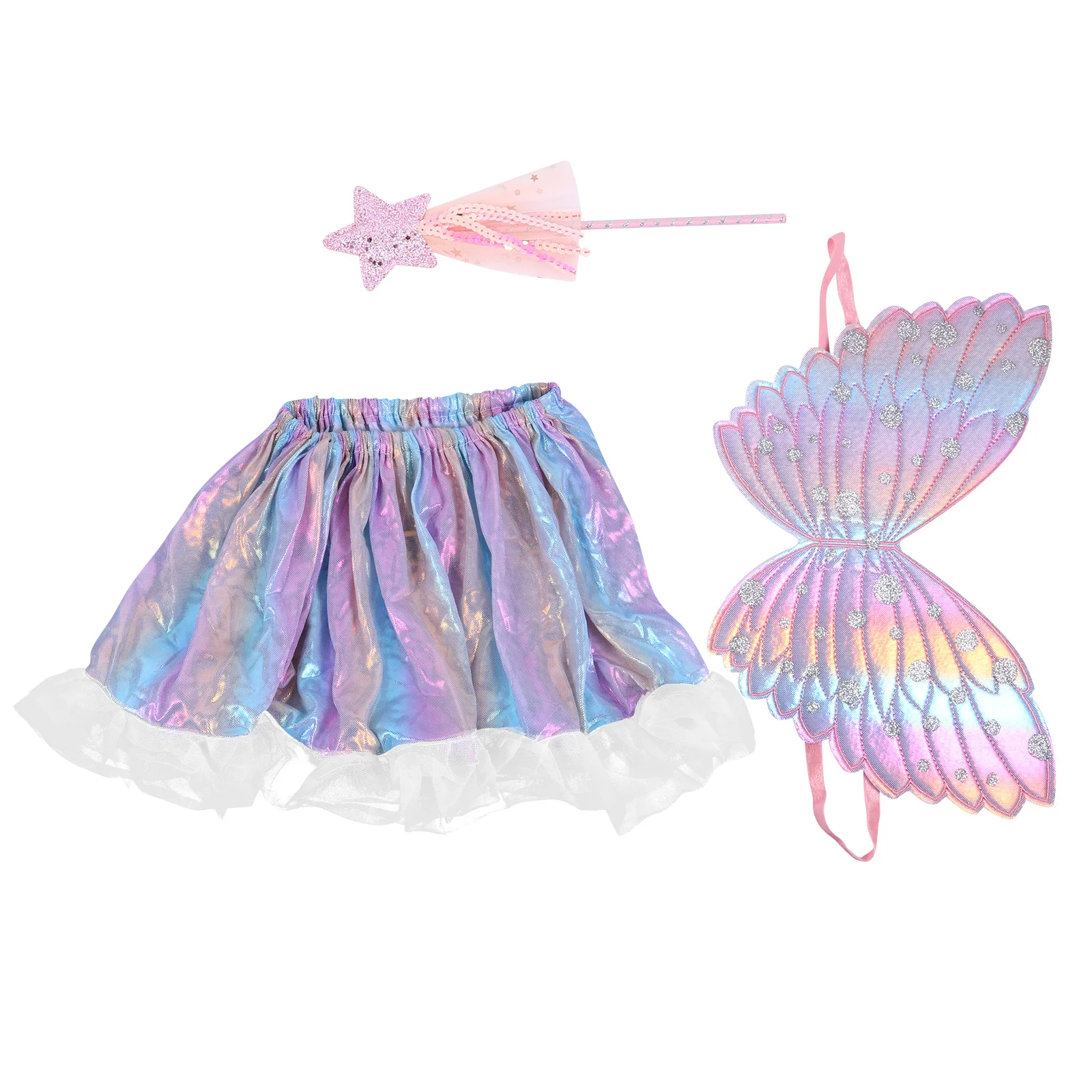 1Set Fairy Stick Set Kids Wings Skirt Costume Accessories Party Fancy Dress Kids Wings Set Costume Wing Party Decorative Wing