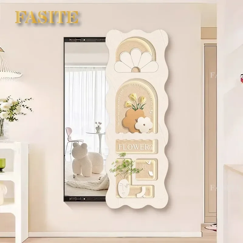 For French Cream Style Push Pull Hidden Full Length Mirror Wall Art Decorative Painting With Mirror For Porch Entryway Living