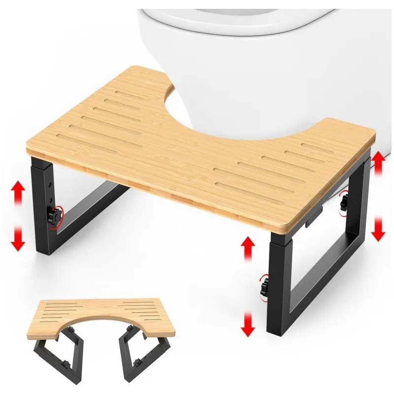 2Colors Creative Folding Toilet Stool Portable Bathroom Chair Household Adjustable Multi functional Wooden Bathroom Chair LH515