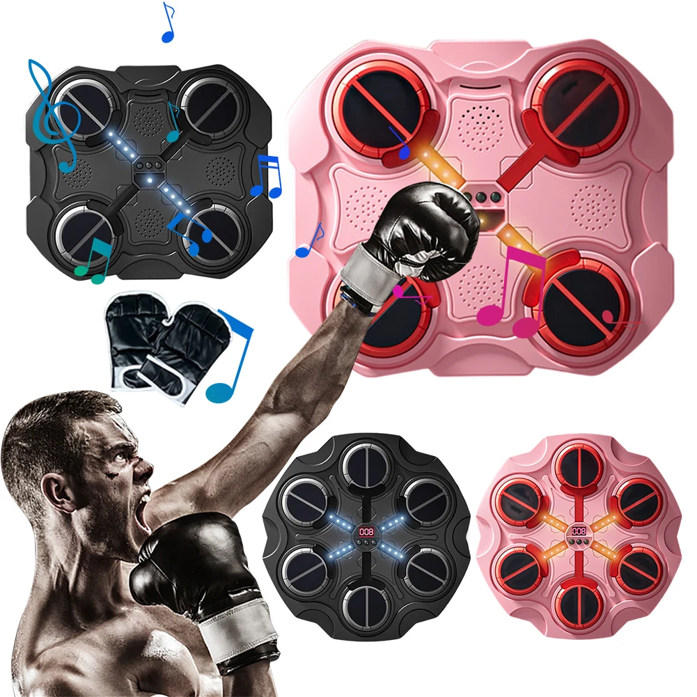 Music Boxing Machine Bluetooth Workout Wall Target USB Rechargeable 4/6 Targets Boxing Trainer With Gloves for Response Training