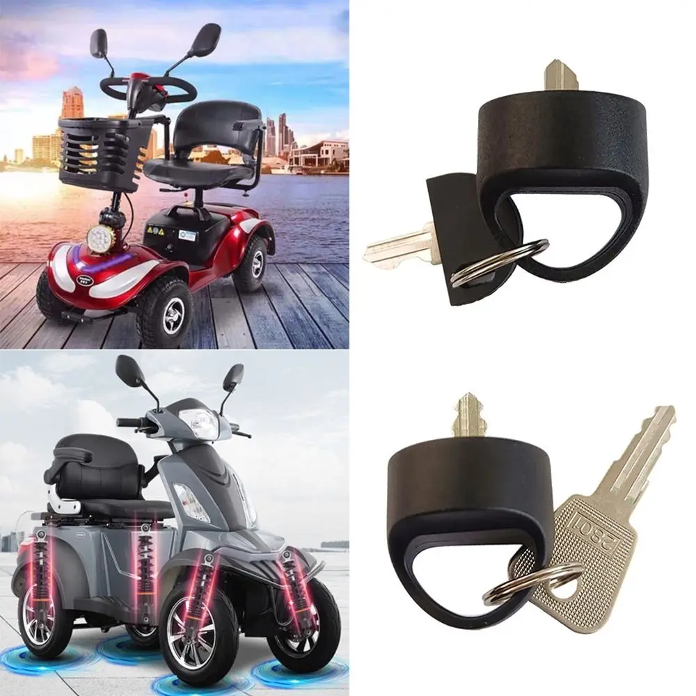 Anti Theft Easy Pull Key Set Replacement Waterproof Mobility Scooter Key Dustproof Cap Handle Wheel Chair Key