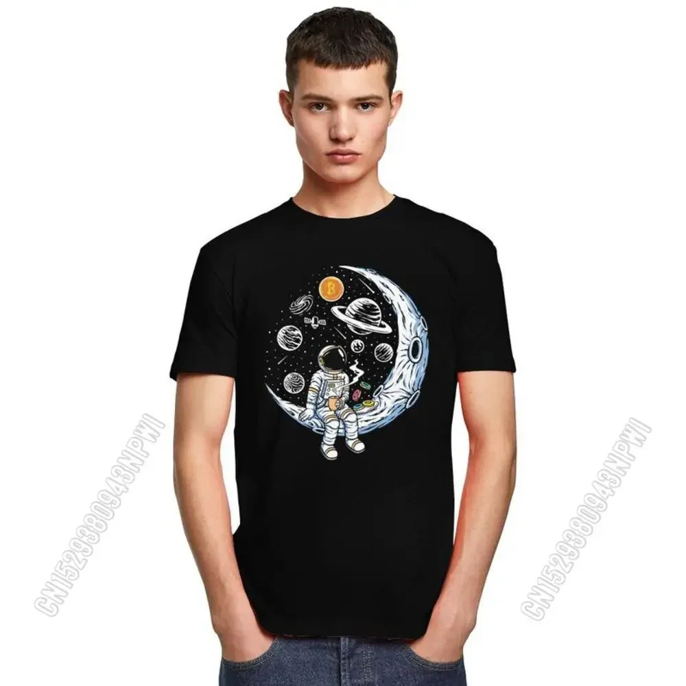 Male Bitcoin Crypto Btc To The Moon T Shirts Cotton Tshirt Novelty T-Shirt Astronaut Cryptocurrency Tee Top Clothes