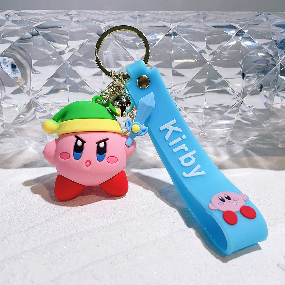 Anime estrela kabi kirby chaveiro grânulo corrente mochila acessórios chaveiro saco pingente de pelúcia mini saco escolar presente da menina