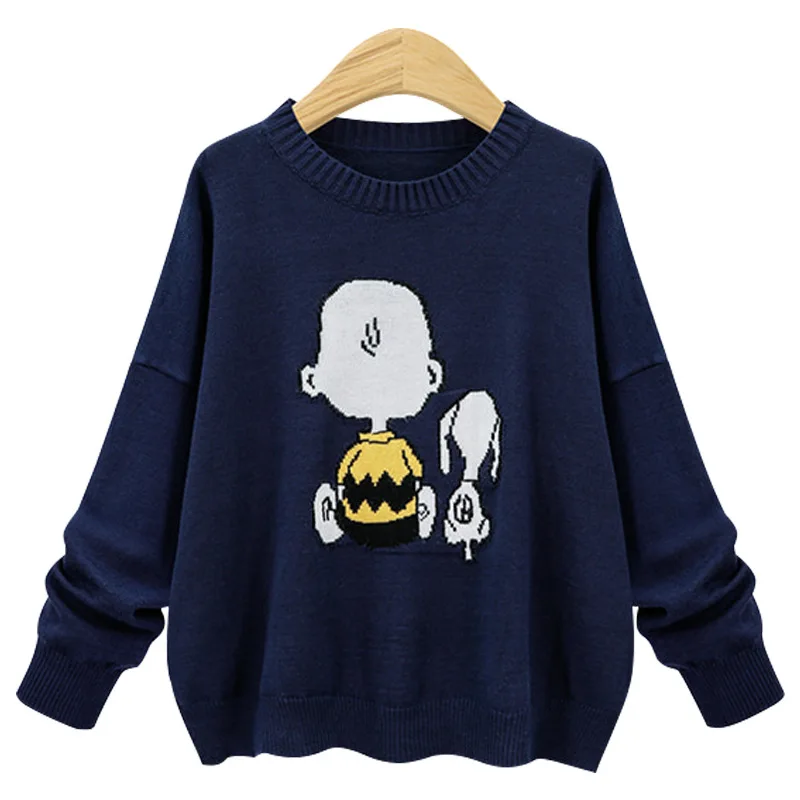 

Snoopy Sweater Winter Women Streetwear Harajuku Pullover Pullover Long Sleeve Knitwear Pullovers Oversized Thickening Tops Gift