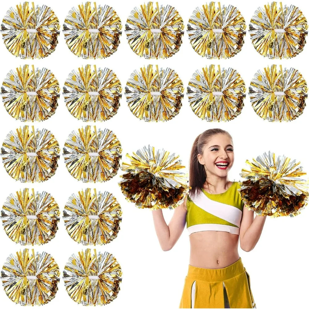 

50 Pack Cheerleading Pom Poms with Handle Bulk, Cheerleader Pom Pom Sports Dance Cheer Pompoms Cheering Squad Poms.