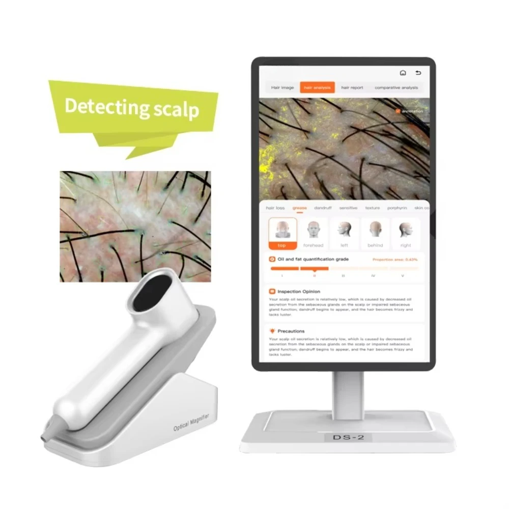 AI Scalp Analyzer, Hair Follicle Sebum Detection, Professional Diagnostic Tool, Multi-Language Support, Salon Grade Equipment