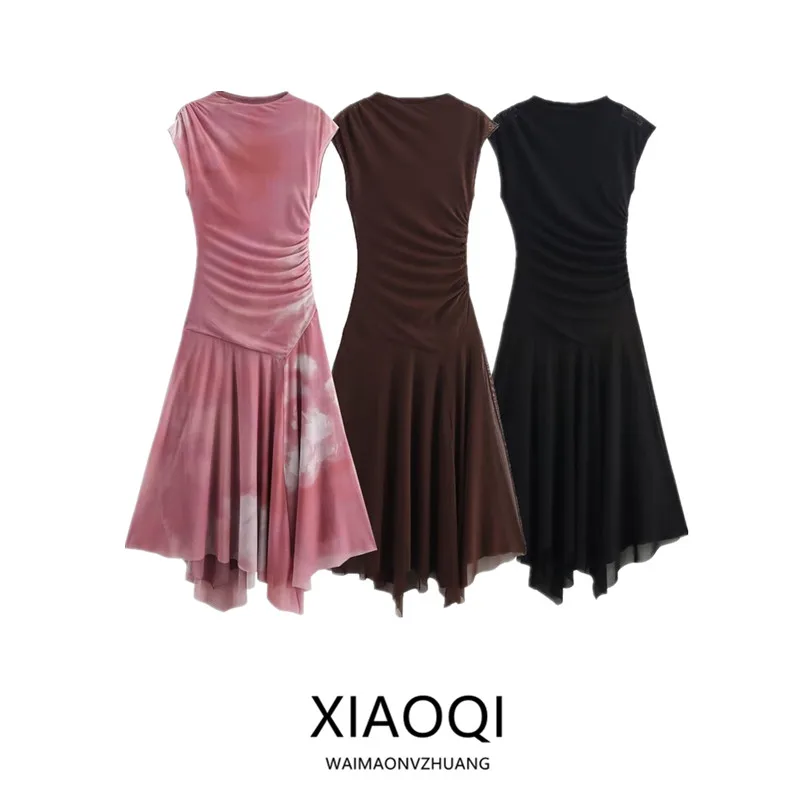 Spring 2025 New Arrival Women's Midi Dr Silk Georgette Stand Collar Svel Gown Commute Sle Spring Summer Faion