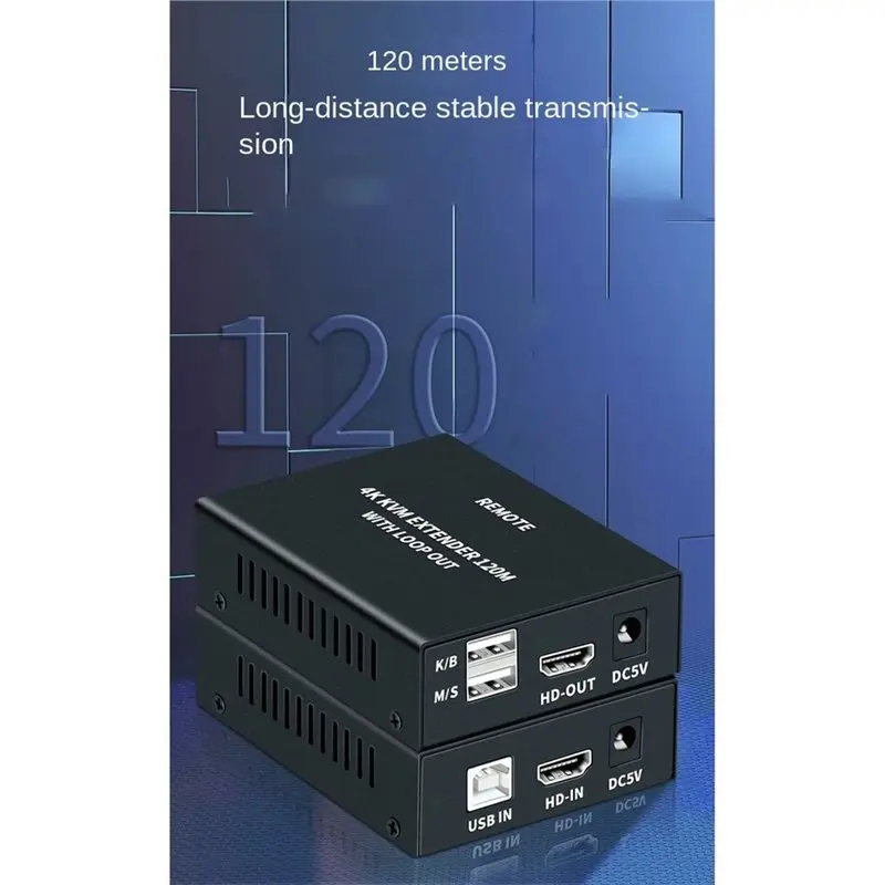 【HOT A69Z!】4K 120M -Compatible KVM Extender 120M Over RJ45 Ethernet EU PLUG
