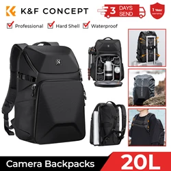 K&F Concept Outdoor Camera Backpack 20L Large Waterproof Video Bag for Photographer 15.6inch Laptop Tripod Multi-functional Case