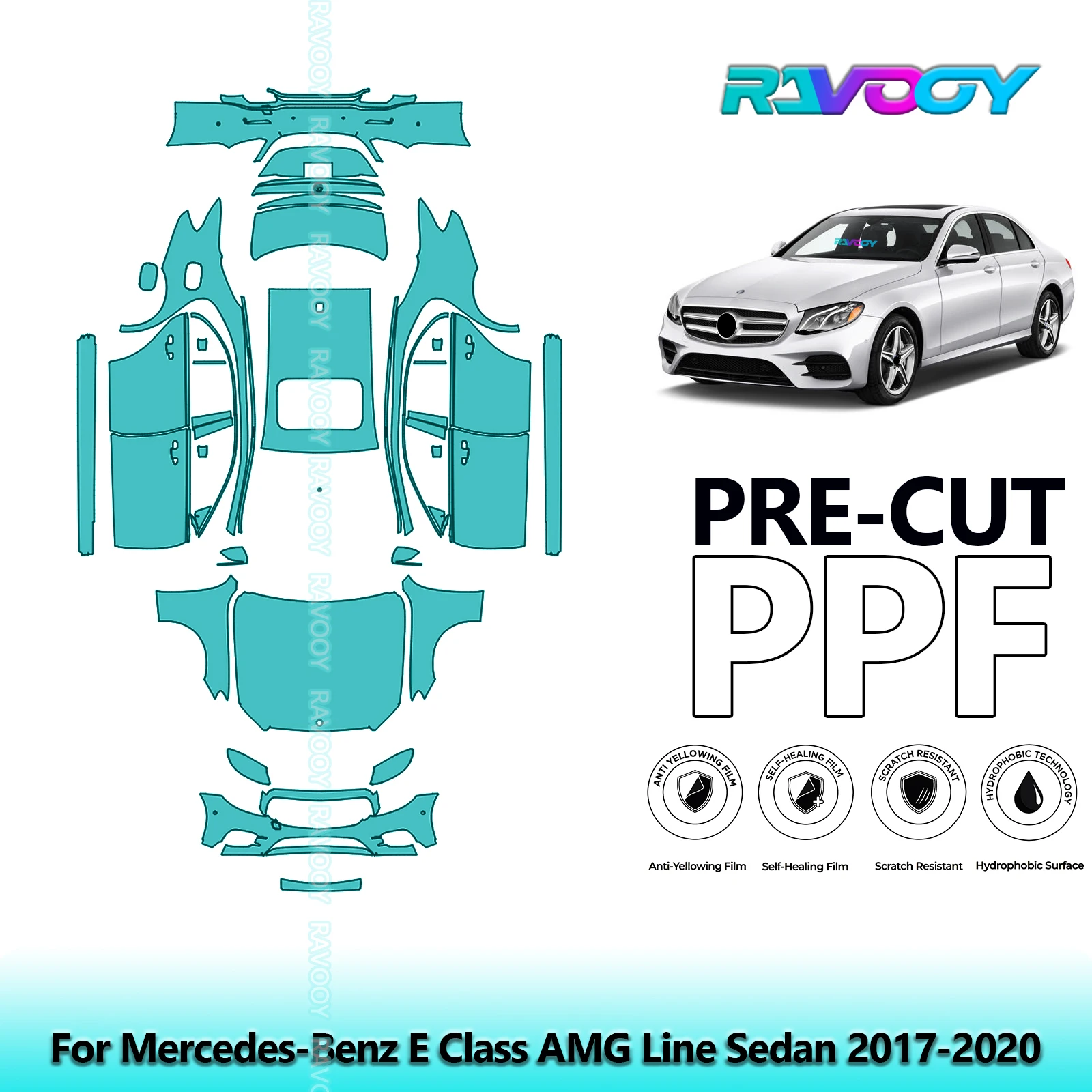 

Full Vehicle Clear Bra Precut PPF Paint Protection Film For Mercedes-Benz E Class AMG Line Sedan 2017-2020