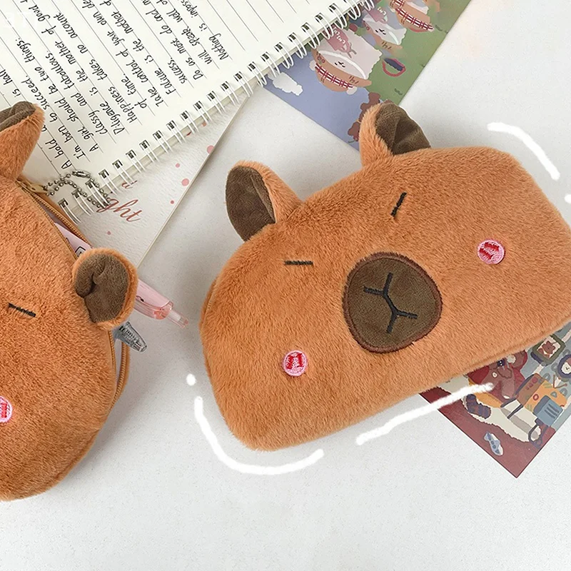 الساحرة القطيفة كابيبارا قلم رصاص الحقيبة مستحضرات التجميل حقيبة كبيرة الحجم حامل القلم صندوق أدوات مكتب المدرسة