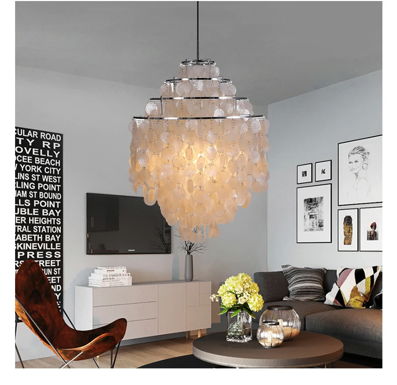 Luxury Handmade Crystal Shell Chandelier 220V Indoor Living Room Pendant Lights Preferred for Family Decorative Lighting