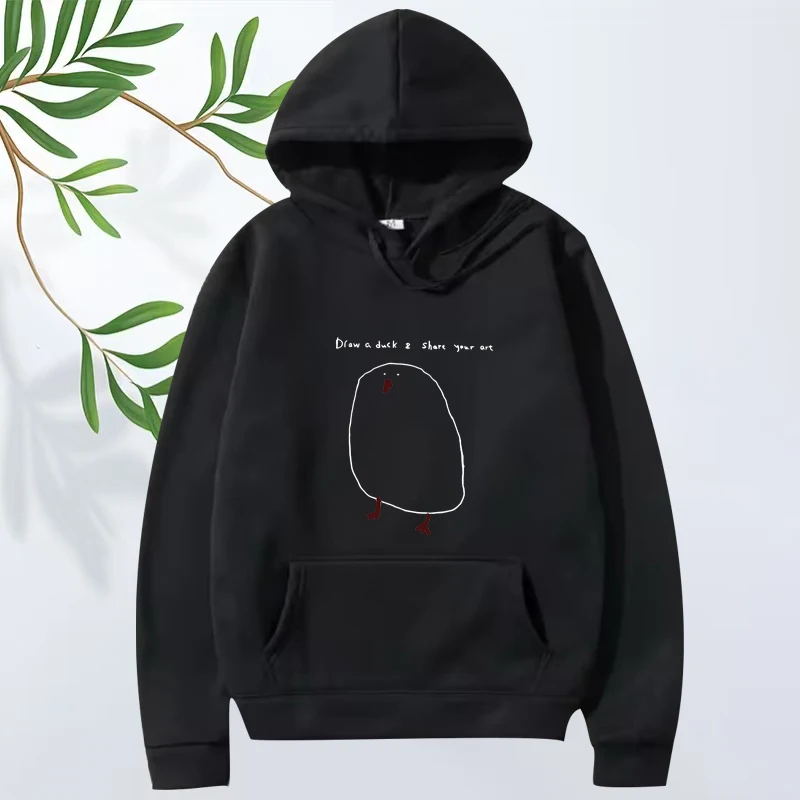

Funny Draw Duck hoodie men women vintage fashion High Quality Long sleeve Sweatshirt with print Graphics oversized hoodie unisex