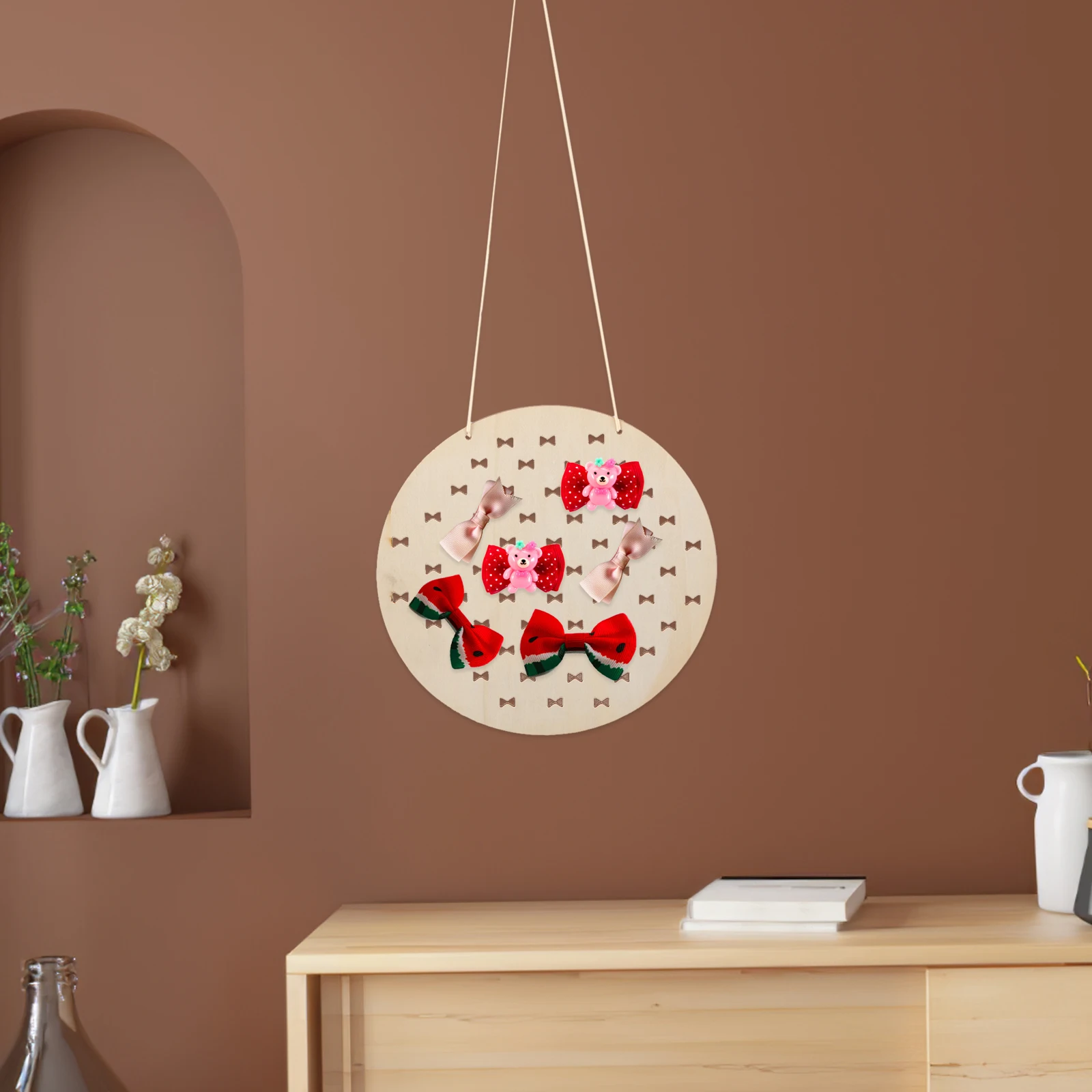 

Wooden Hair Clip Organizer Holder for Bows Scrunchies Headbands Hanging Storage Display Rack Home Decor Functional
