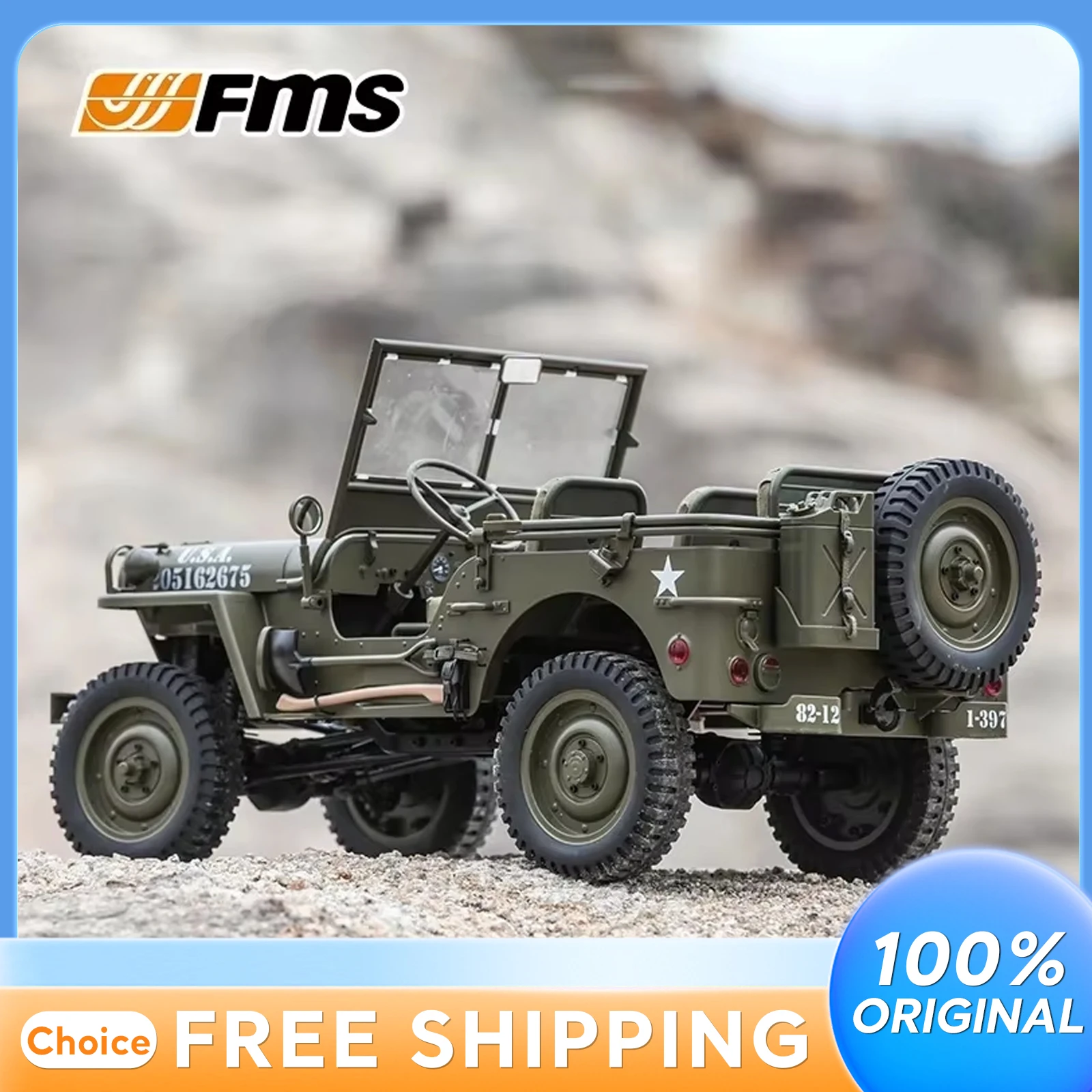 

FMS 1:6 Scale Electric Remote Control Off-Road Climbing Car Realistic Willis Design Four-Wheel Drive RC Model Vehicle Toy Gifts
