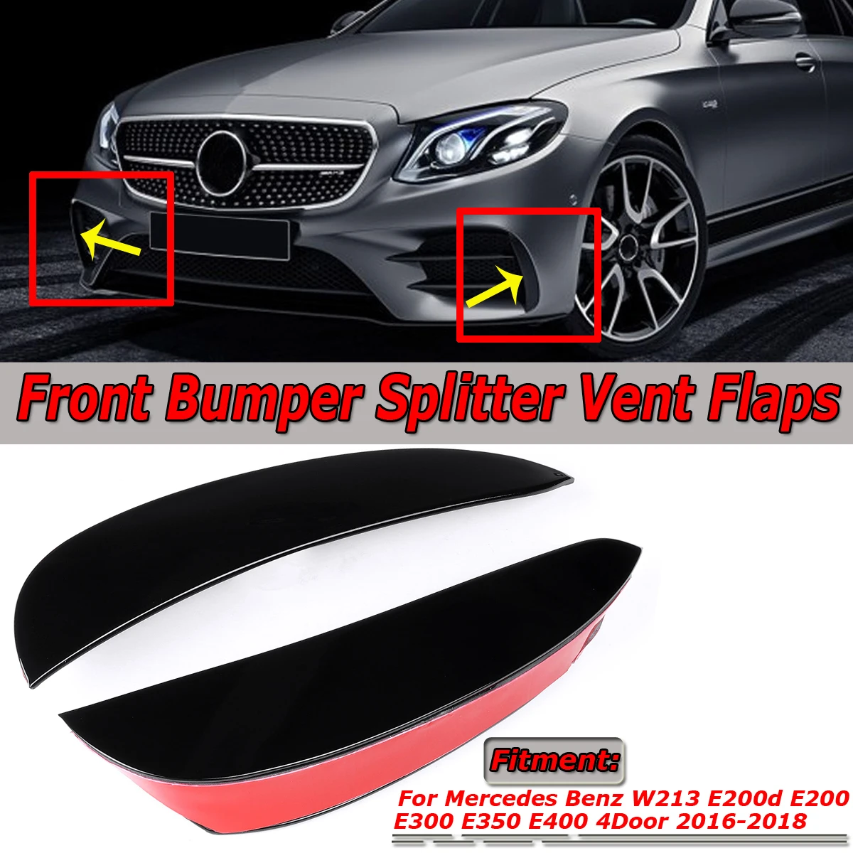 2x Car Front Bumper Splitter Side Vent Flap Fin Cover For Mercedes For Benz E Class W213 C238 E200 E300 E350 For AMG 2016-2019