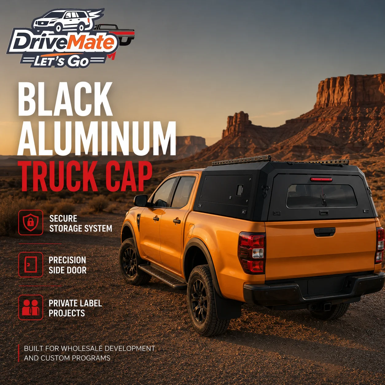 Custom Made Heavy Duty Aluminum Truck Bed Cap Custom Fit for Ford F150/250/350 2017+ Desert Offroad Expedition Project Supply