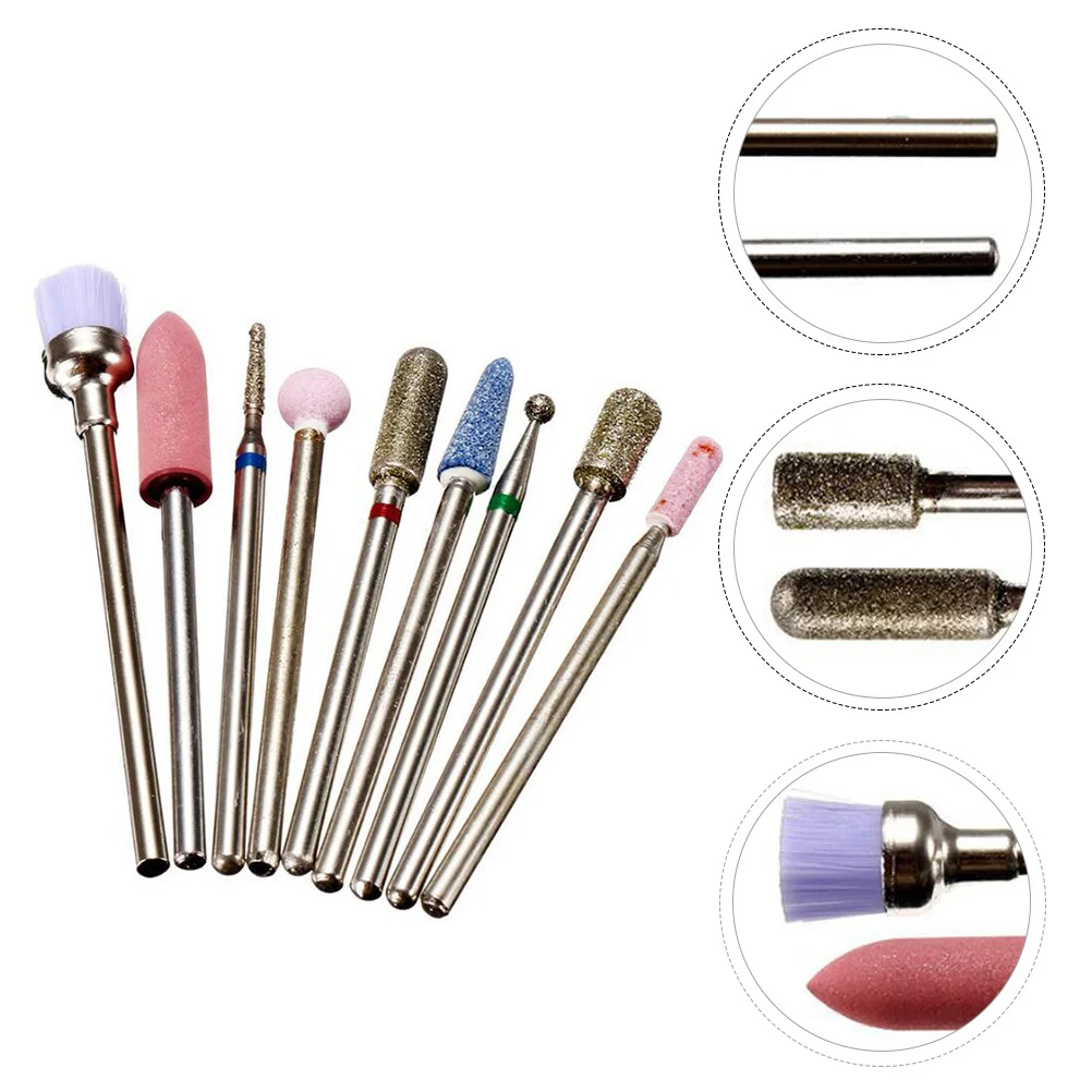 

9Pcs Nail Grinding Headset Tool Durable Safe Polish Reshape Nails Toe Finger Dead Skin Removal Nail Grinding Head