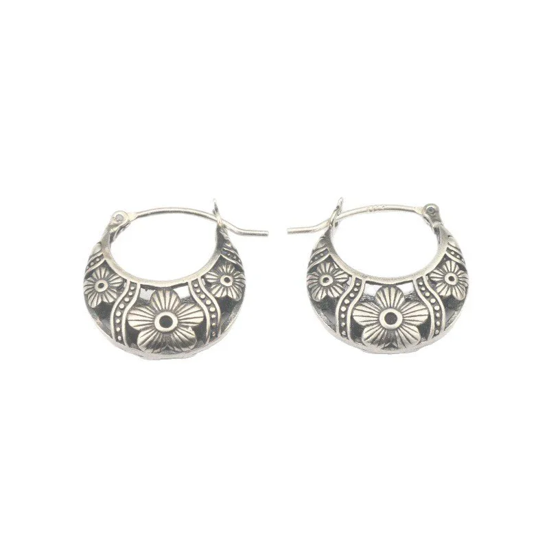 

S925 silver fashion retro folk style earrings earrings with simple and elegant temperament unique charm silver jewelry