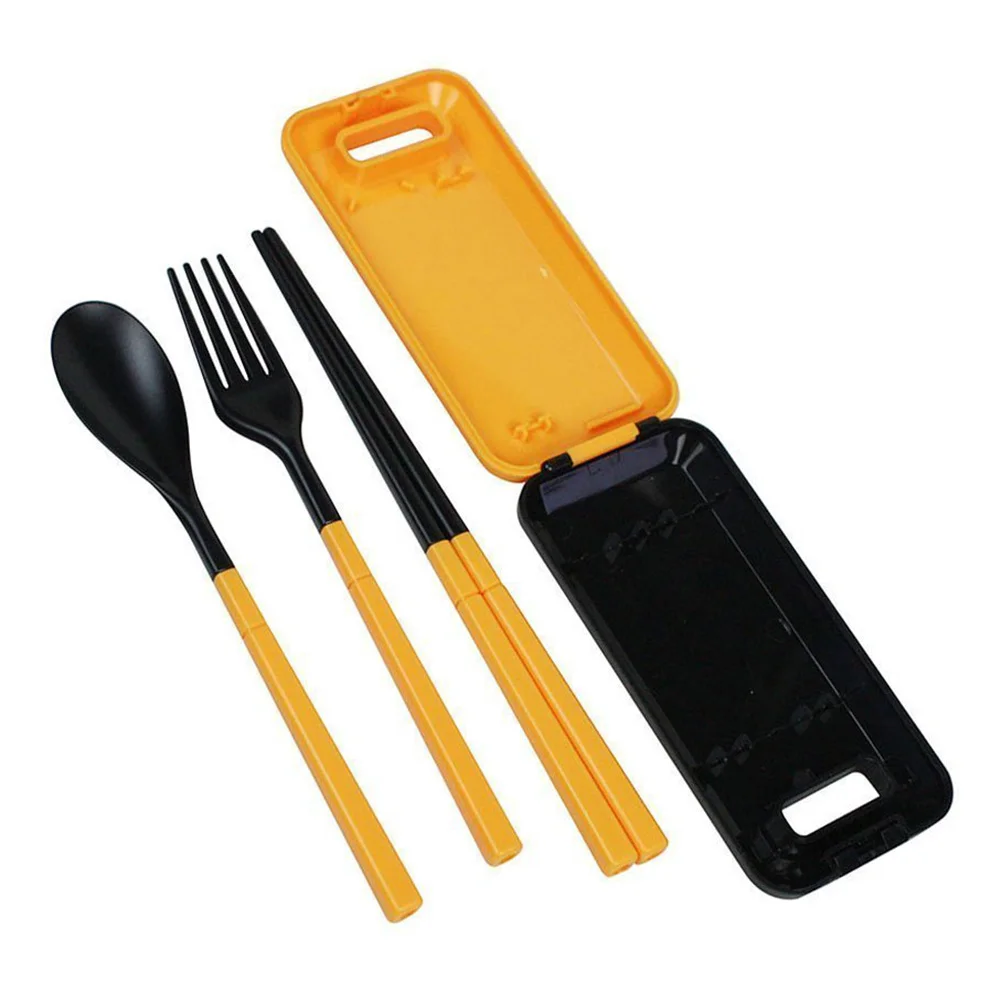 

Outdoor Fork Spoon Chopsticks Flatware Environmental Cutlery with Case Dinnerware