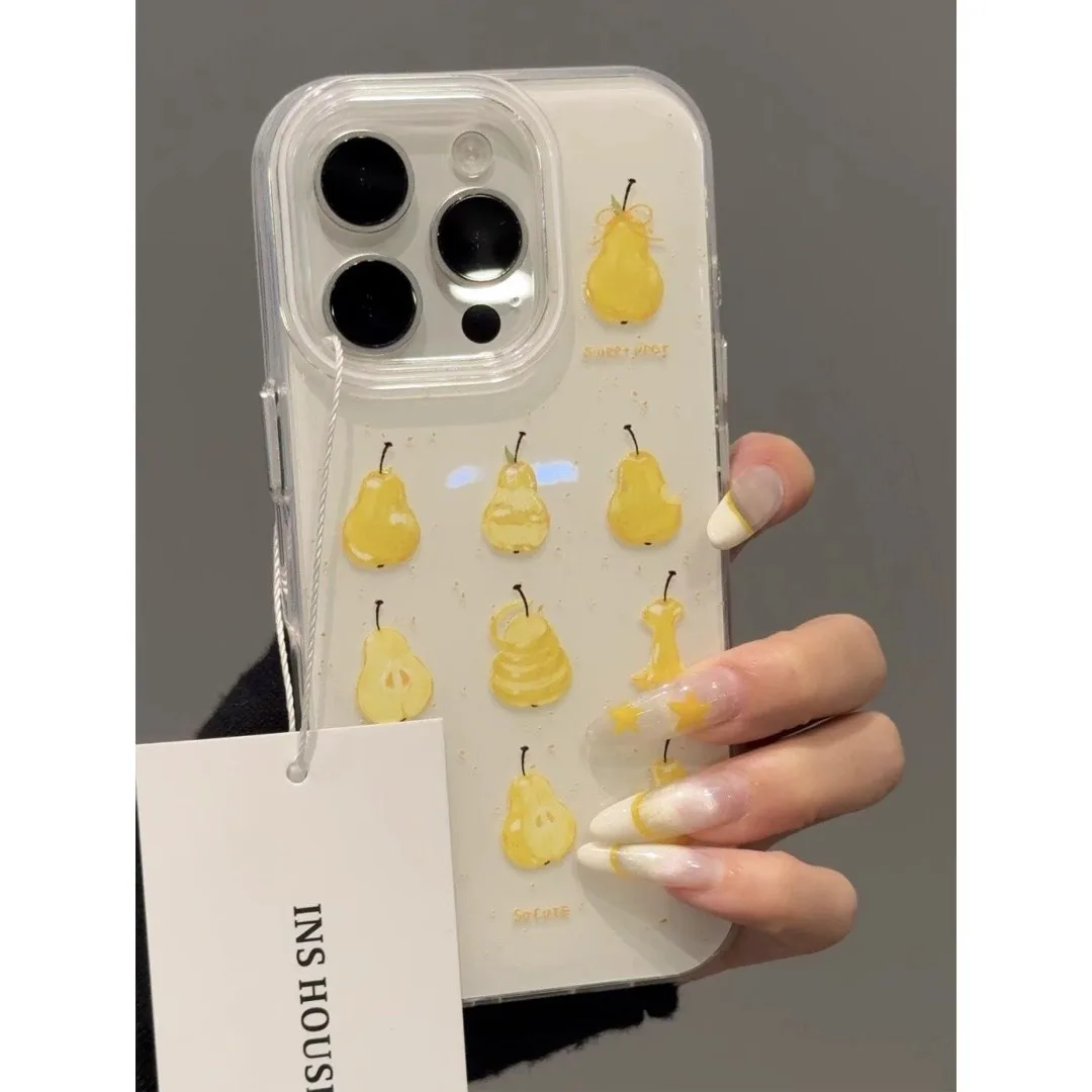 

Single Layer Yellow Snow Pear For Iphone16promax15pro Phone Case New 13 11 Frosted Small Fresh11pro 14pius