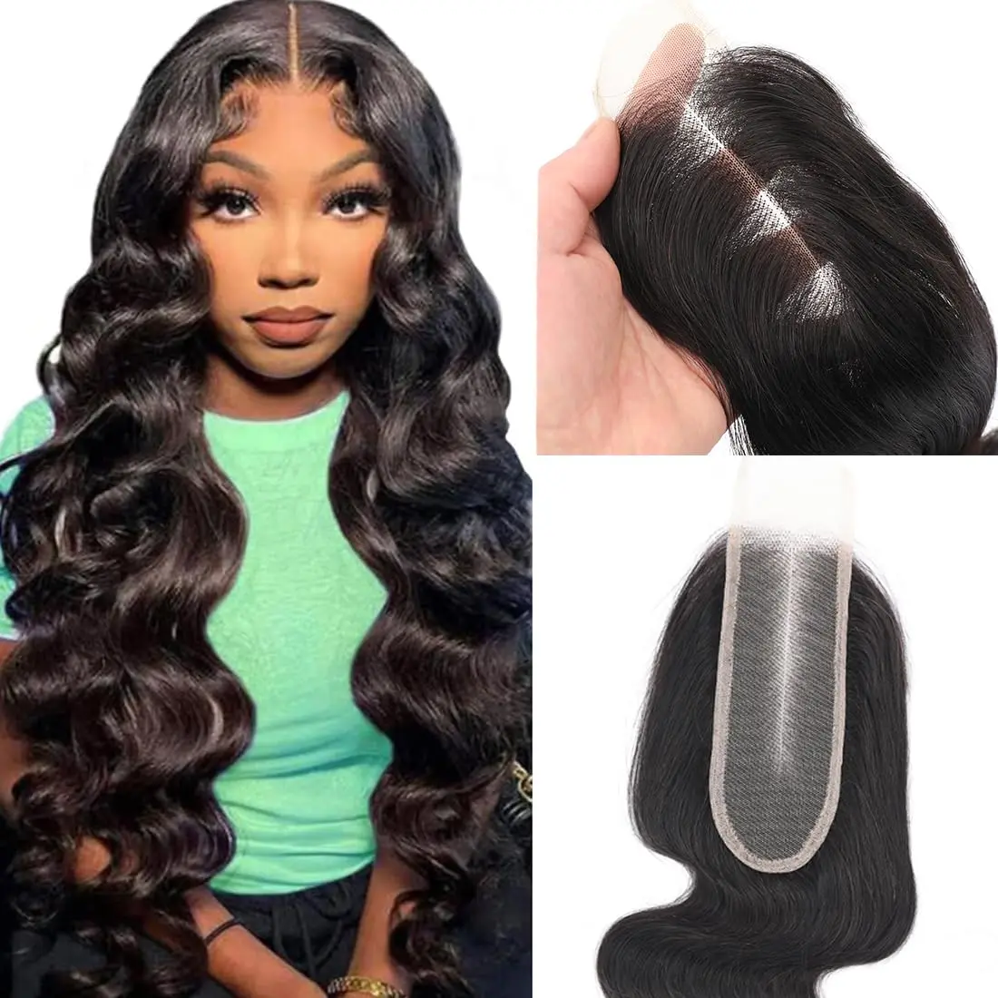 2x6 Human Hair Closure 12-24 Inch Body Wave 2x6 Lace Closure for Women Transparent Kim Lace Closure Human Hair Exrensions