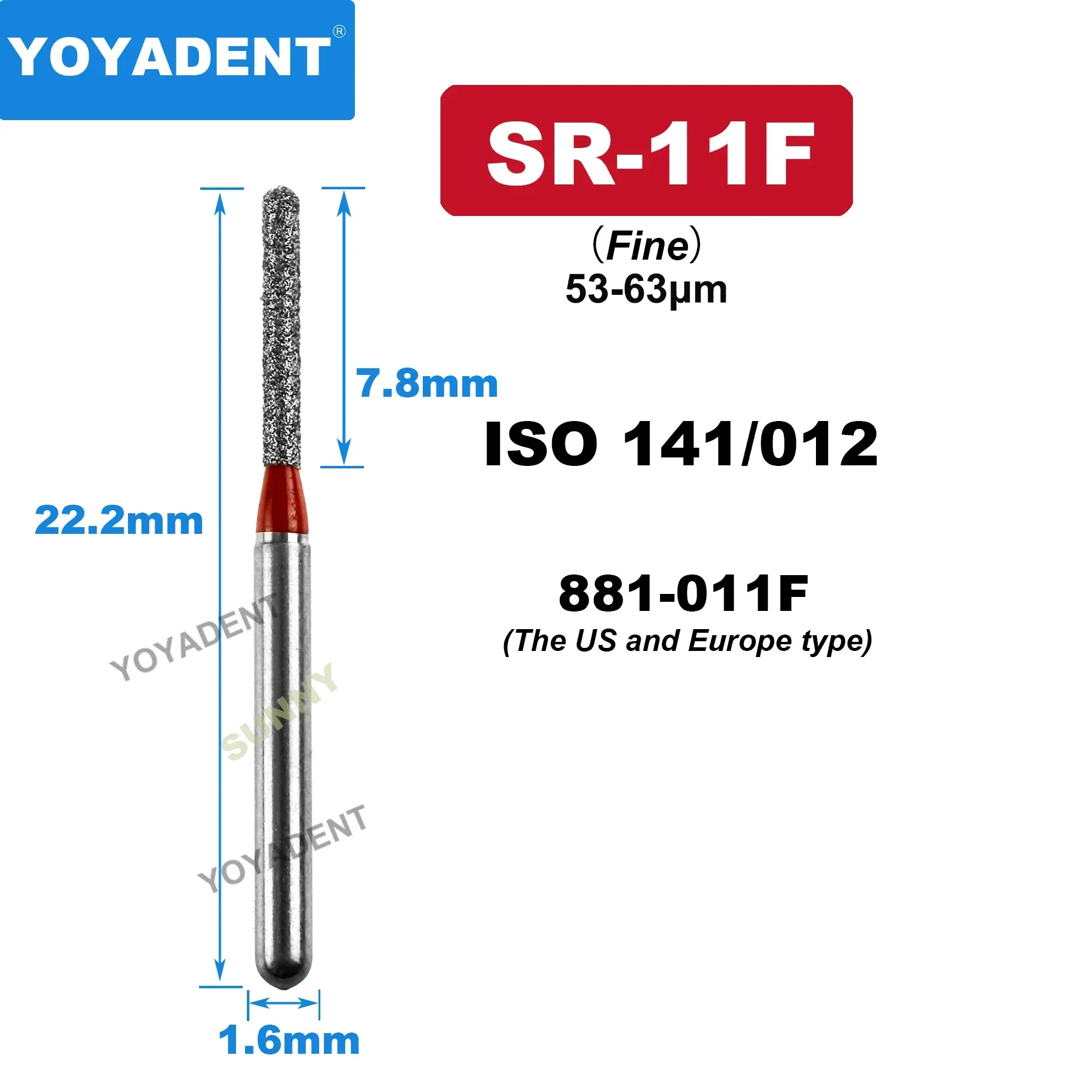 SR Type Dental Diamond Burs Tandheelkunde Boren Tandheelkundige Burs voor Hoge Snelheid Handstuk Tandarts Gereedschap Dia.1.6mm 10 stks/pak