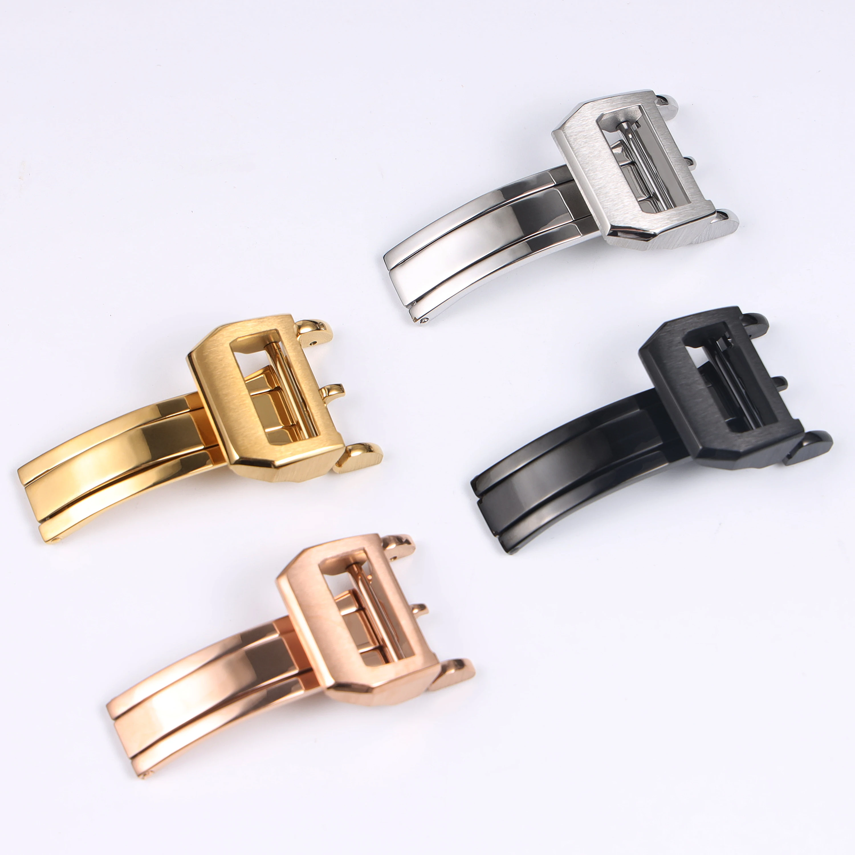 classical 18mm silver gold black solid stainless steel deployment watch clasp for IWC folding buckle metal accessory