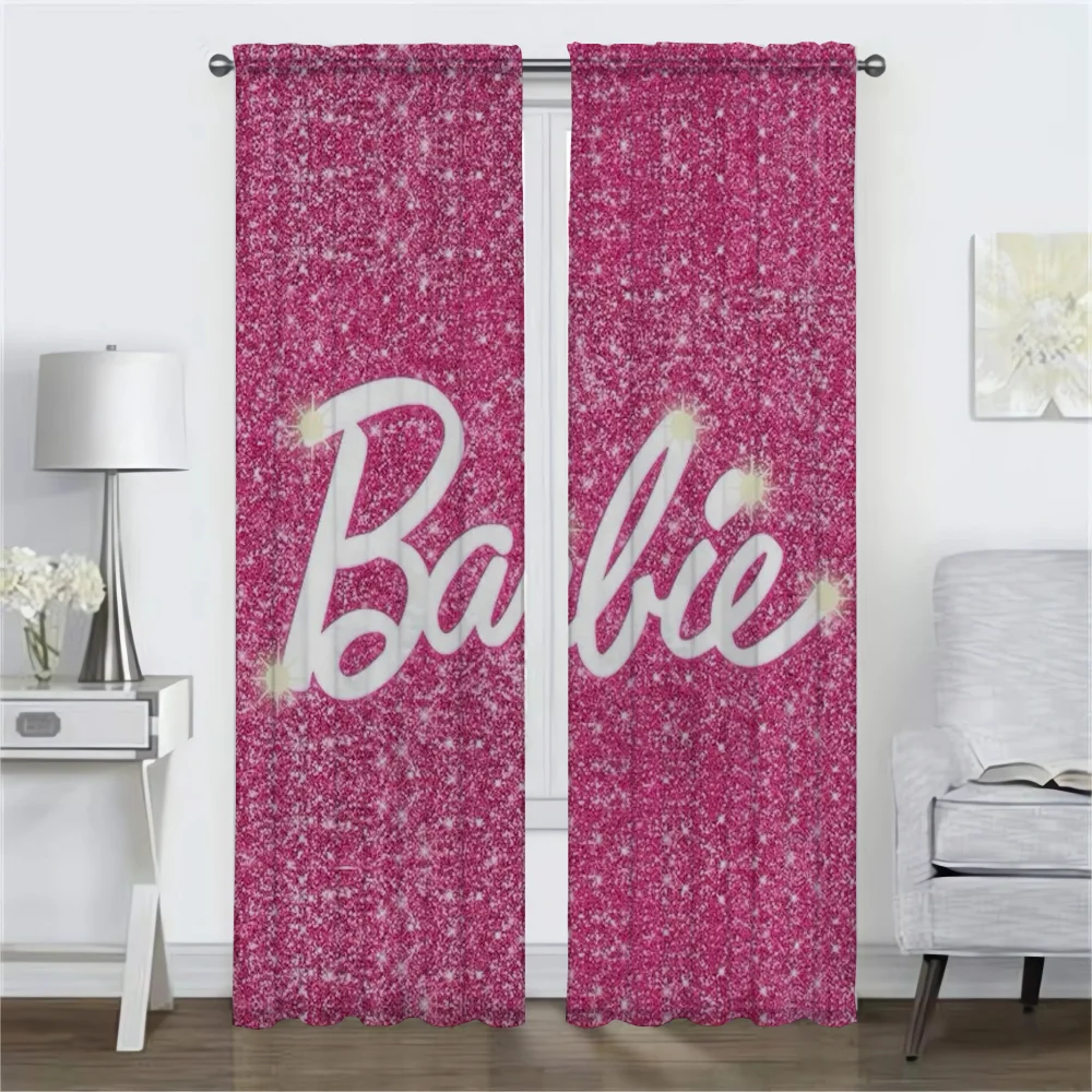 Barbie Elegant Room Curtains 2 Pieces Home Interior Curtains for Camera Shades Halloween Decoration Living Room Curtain Kitchen