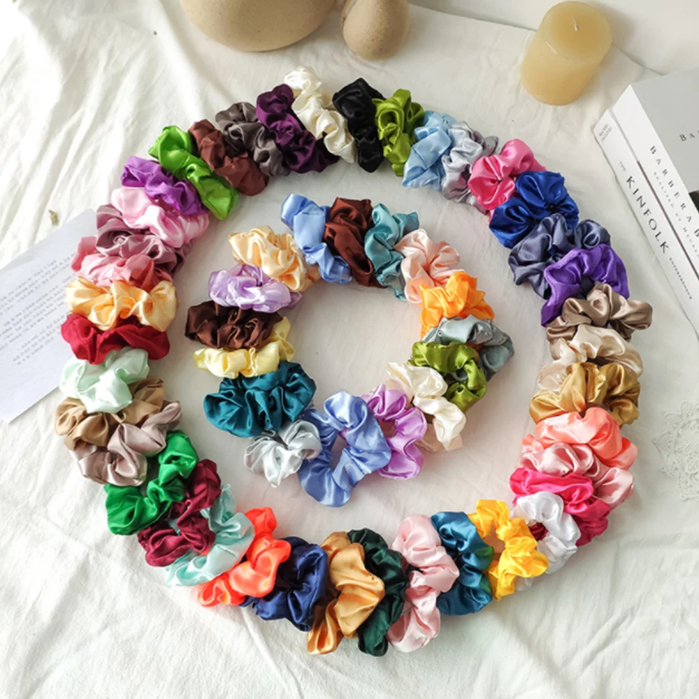 40PCS Value Wholesale French Elastic Hair Scrunchies For Women Hair Ties Rubber Band Hair Rope Accessories Lady Headdress 202