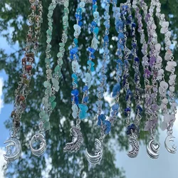 Moon Charm Crystal necklace, Moon Crystal Chip Necklace, Boho Crystal necklace, Moon Crystal necklace, Hippie Necklace, Crystal
