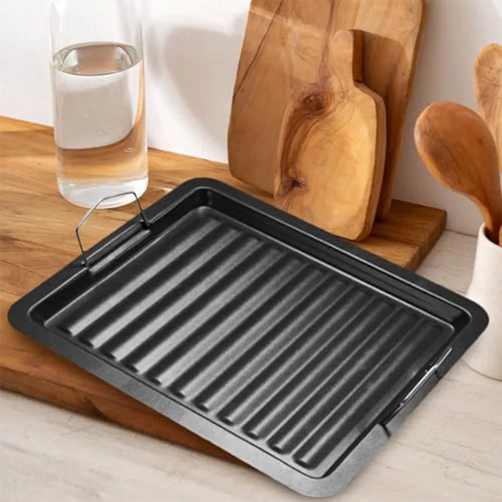 Heavy Duty Non-Stick Baking Sheet 25x30cm Portable Iron Pan  BBQ Tray For Outdoor BBQ And Camping Barbecue Grill Accessories