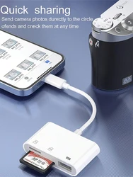 3 In 1 OTG Card Reader Type C Lightning to SD TF Memory Card Adapter For PC Laptop iPhone Multi Smart Cardreader No APP Requires