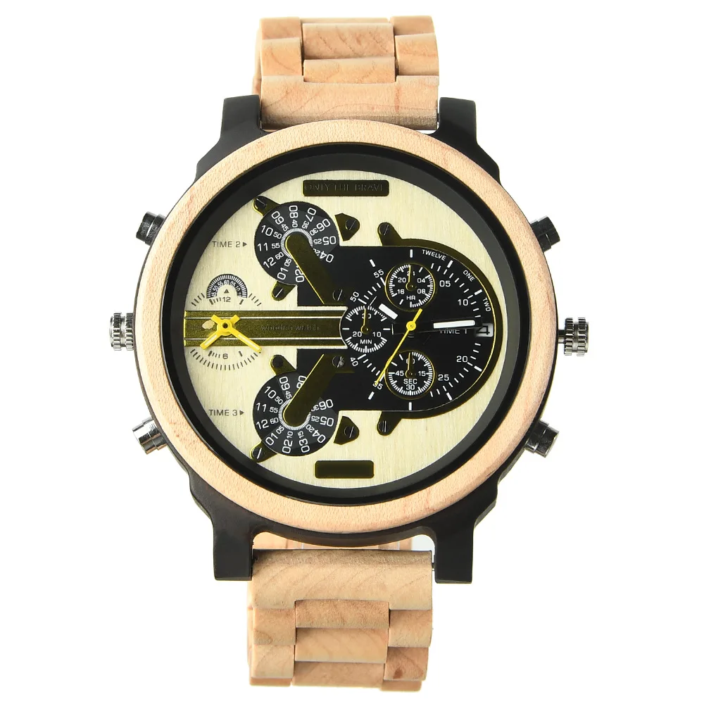 Wooden Watches Quartz Analog Display High Quality Big Dial Wholesale Classic OEM Pure Bamboo Watch for Men