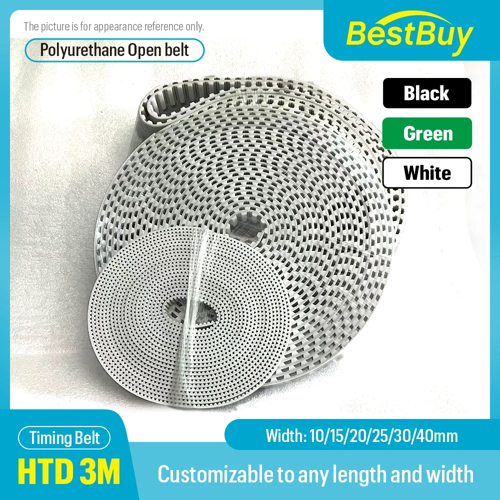 HTD 3M High Quality Open Belt 10/15/20/25/30/40mm Polyurethane Timing Transmission Belt for CO2 Laser Engraving Cutting Machine