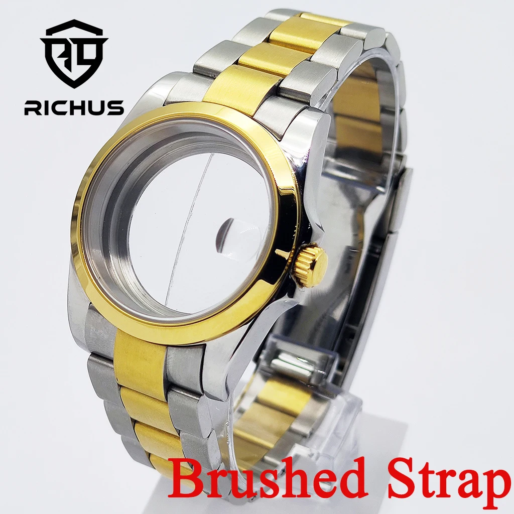 

RICHUS 36/39mm Silver Gold Watch Case Brushed Strap Fit NH34 NH35 NH36 ETA2824 PT5000 Movement Watch Accessories