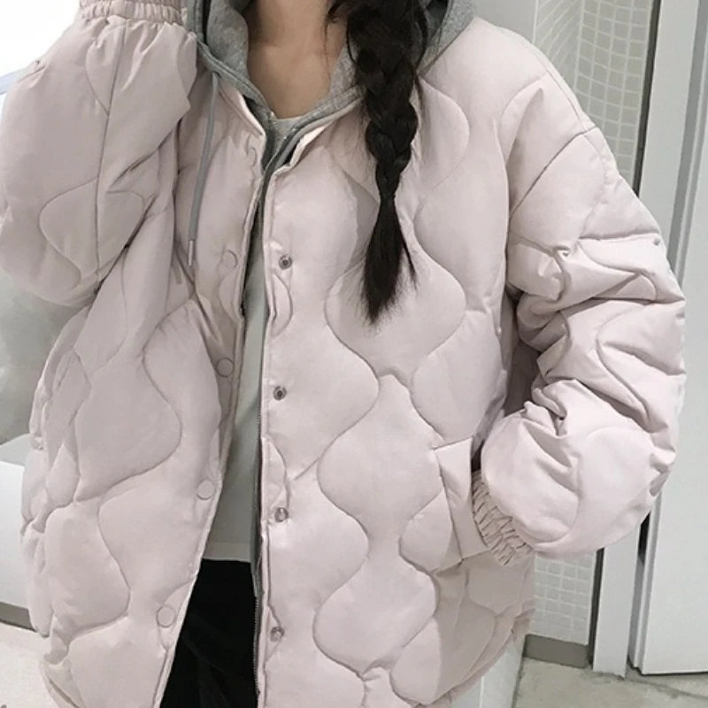 

2025 Autumn and Winter New Lazy Style Quilted Loose Slim Petite Thick Cotton Jacket