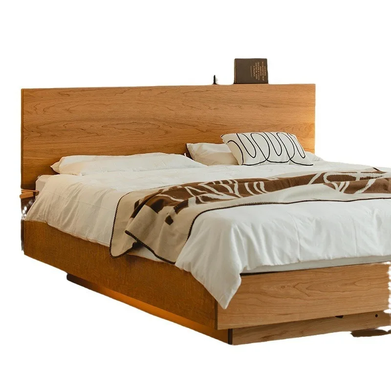 with large capacity storage function Full solid wood box bed Japanese moisture-proof high box suspended solid wood bed