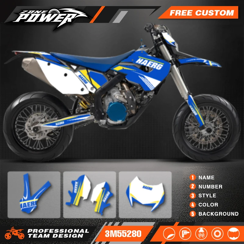 Powerzone Motorcycle Graphics Decals Sticker Kits for HUSABERG TE FE 2009 2010 2011 2012 Background Custom Number Name 07