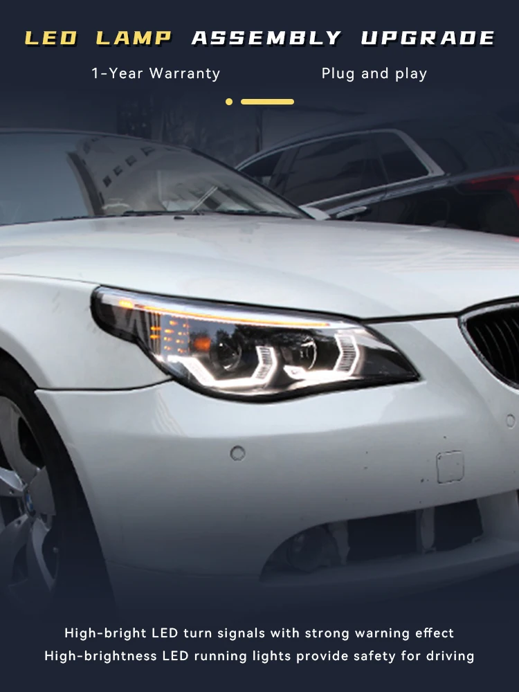 

Автомобильный Стайлинг головного света для BMW 5 серии E60 2004-2010 светодиодный 520i 525i 523i 528i DRL ангельские глазки фары автомобильные аксессуары