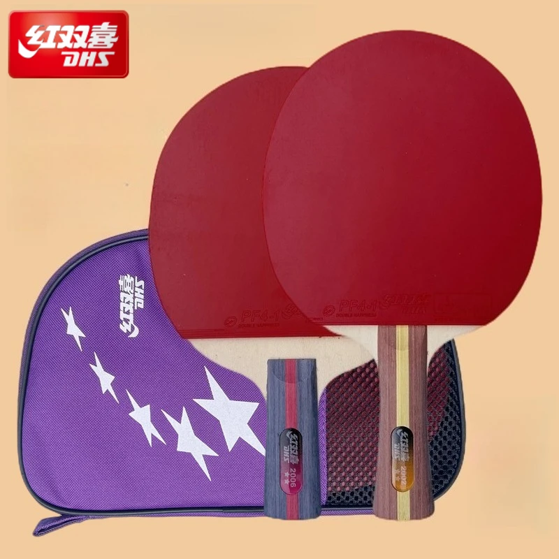 

DHS 2 Star Table Tennis Racket H 2002 2006 Pure Wood Ping Pong Racket Classical Paddle Beginner Ping Pong Blade with Bag