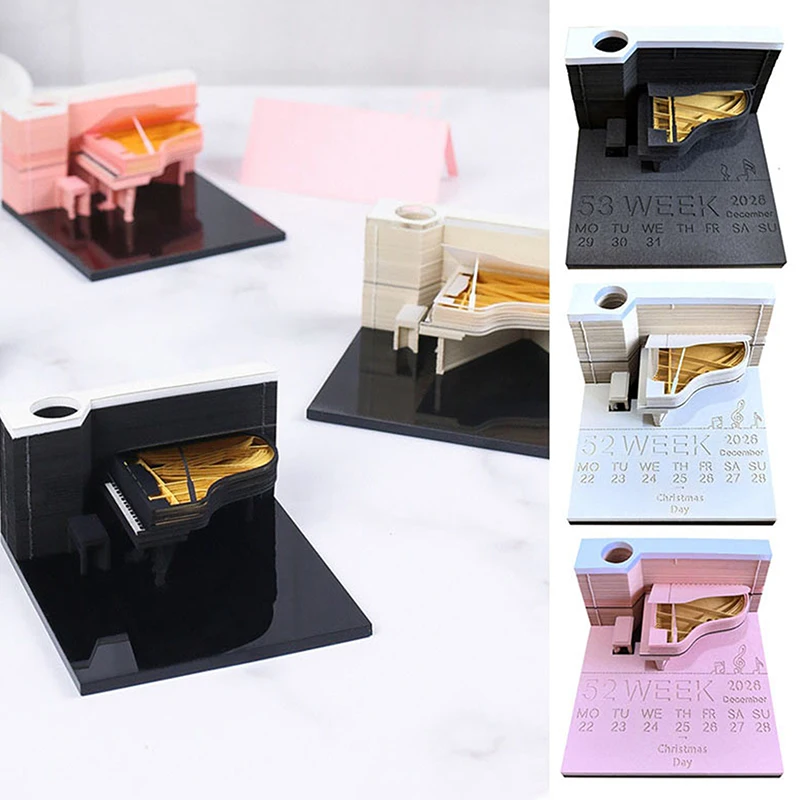 

【W】Time Piece Calendar 2026 Desk Calendar 3D Tear-away Calendar Paper Carving Art Memo Pad Notepad Gift For Christmas