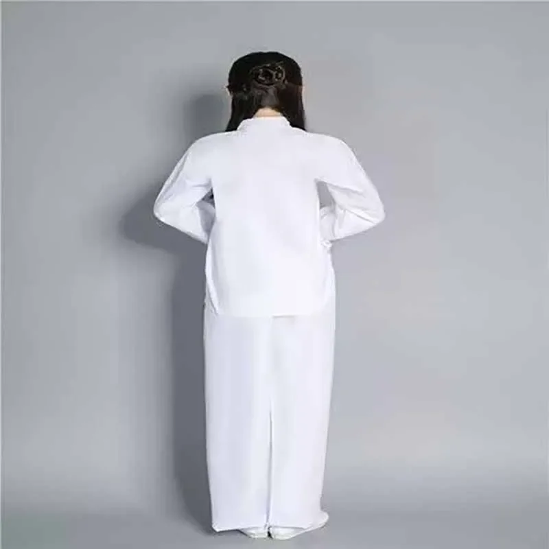 Hanfu Shirt+Trousers Undergarments Women Ancient Chinese Hanfu Long Sleeve White Top Shirt+Trousers Hanfu Bottomed Plus Size