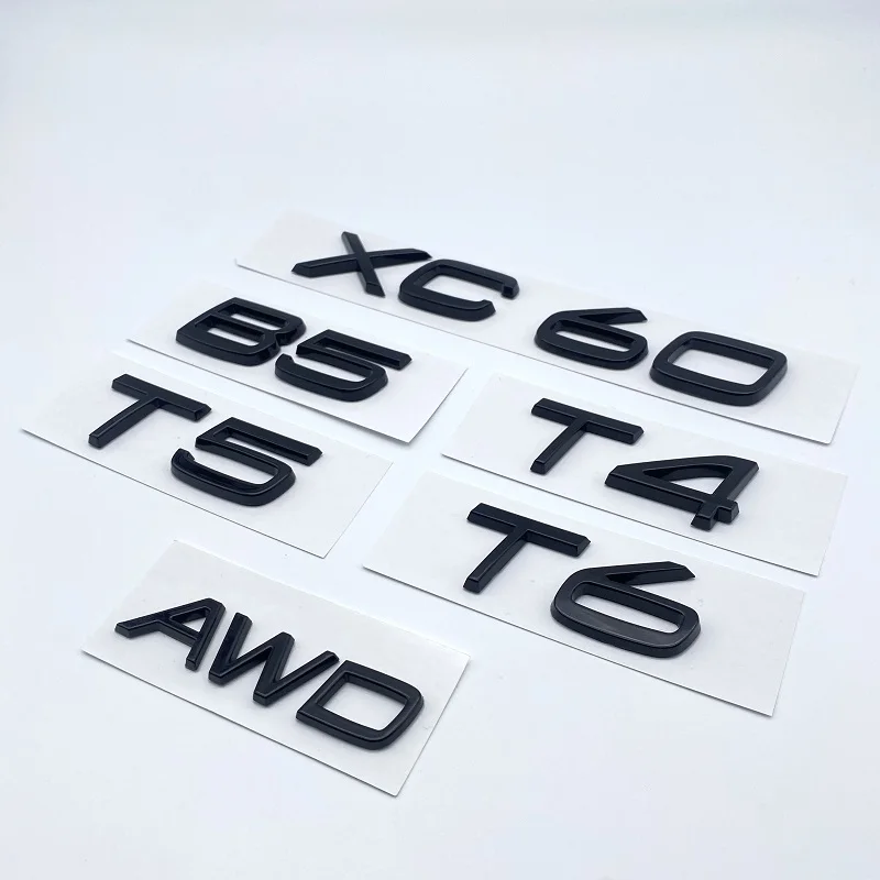 Glossy Black Emblem B5 B6 T3 T4 T5 T6 T8 V8 D3 D4 D5 D6 AWD Car Trunk Letters Emblem for VOLVO XC90 XC70 XC60 XC40 Car Stickers