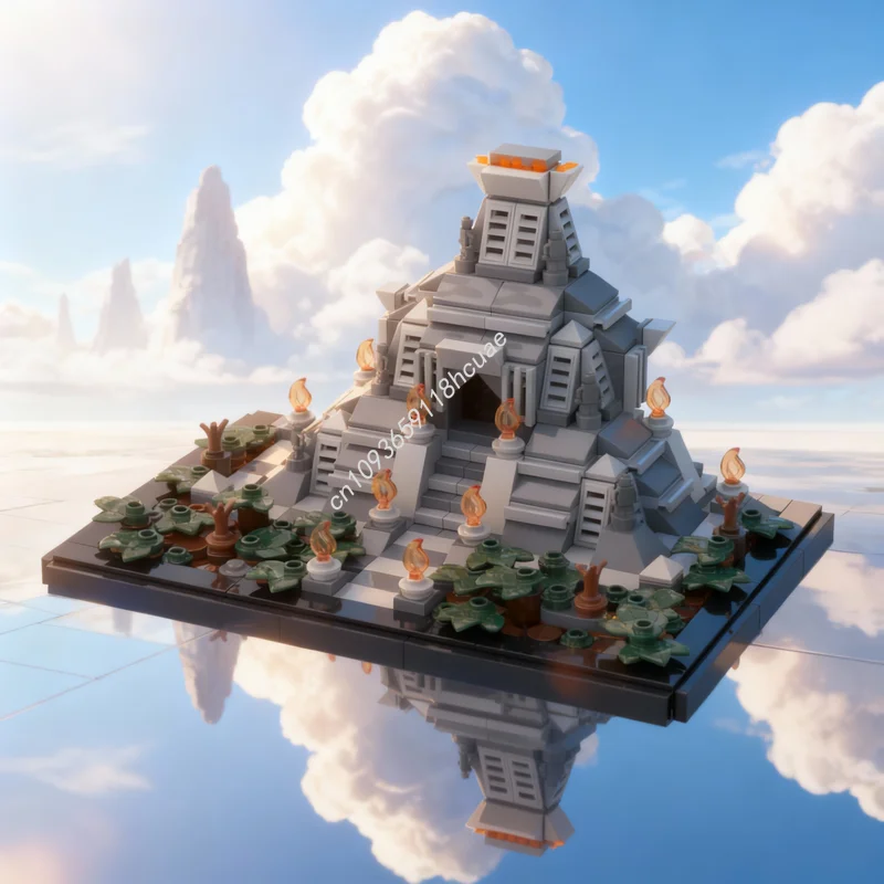 403pcs MOC Mayan Temple Front Half Architecture Model Building Blocks Construction Christmas Gift Toy Education Brick Idea