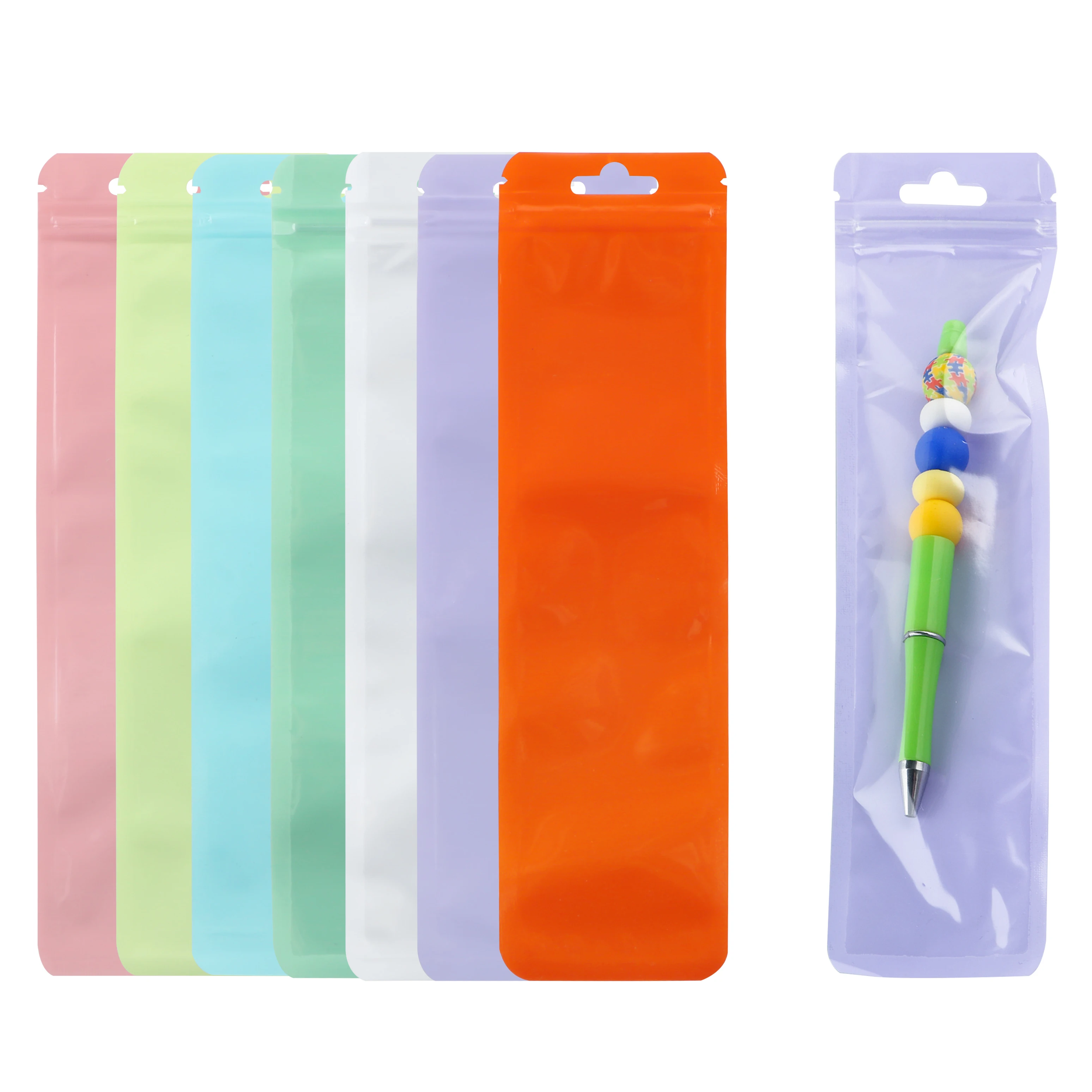 20/30/50Pcs/Lot Clear Sealable Packaging Bag With Hang Hole With Zip Lock Plastic Bags For Beadable Pen Jewellery Accessories view 3